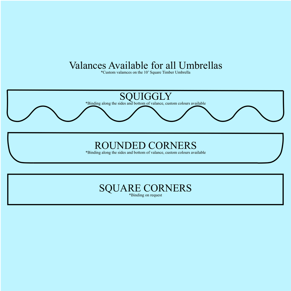 Valance styles: straight, rounded and squiggle