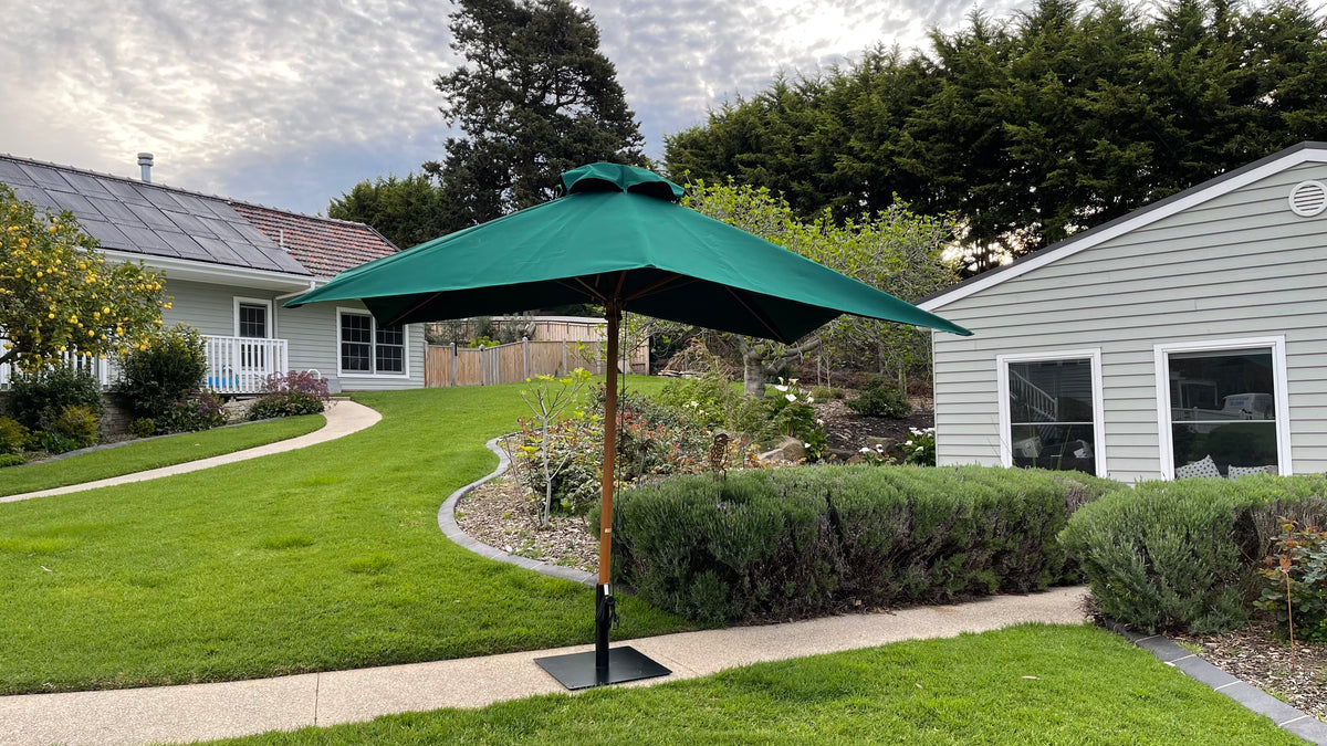 10ft Square Forest Green Timber Umbrella