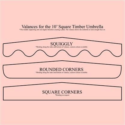 10' Square Timber Umbrella with Valances